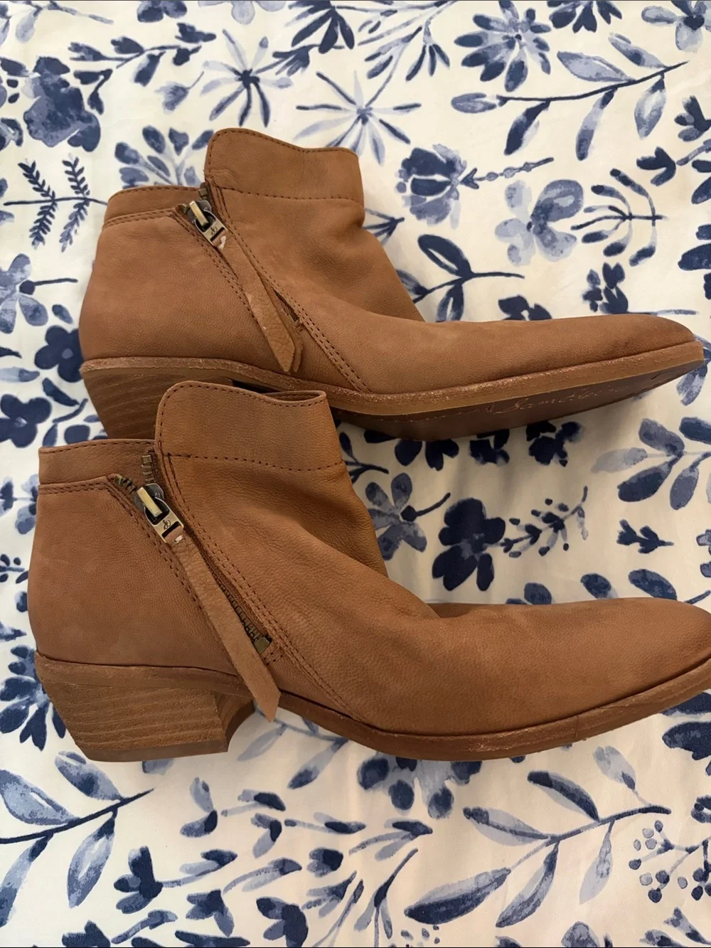 Sam Edelman Tan Suede Ankle Booties with Side Zip